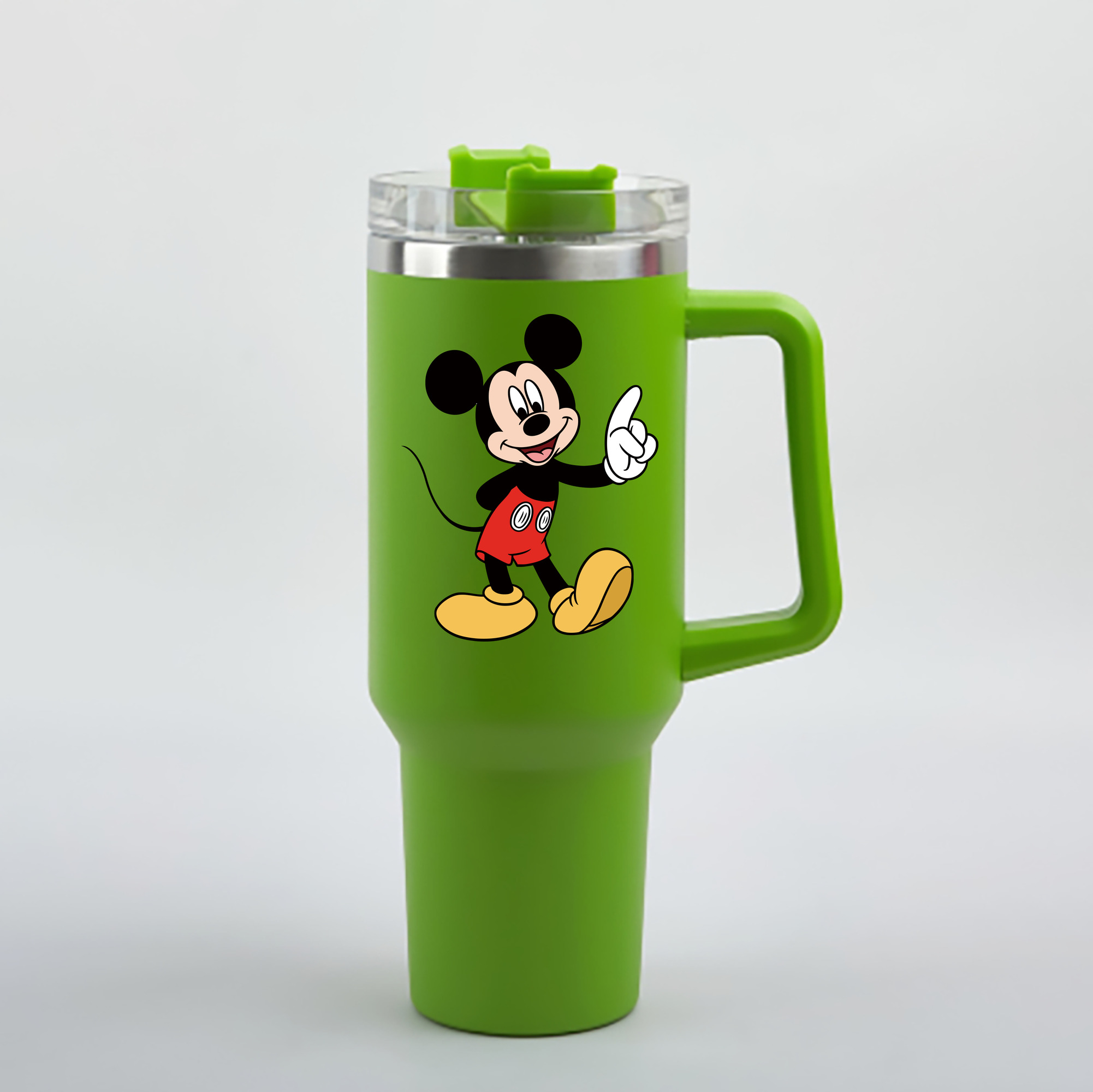 （画像用） ミッキーマウス Mickey Mouse 1200mL車用タンブラー - クリスタルステッカー（プラスチックストロー付き）